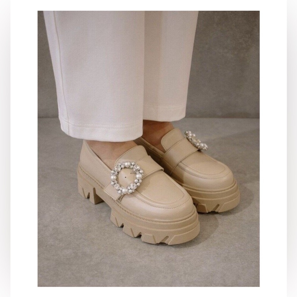Alohas Platform Loafer Trailblazer Crystal Stone Beige EU 38 / US size 7.5 - Picture 2 of 15